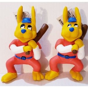 (Set of 2) Bunny Bunch Sports Bunnies Squeaking Dog Toys Rabbit Baseball Player